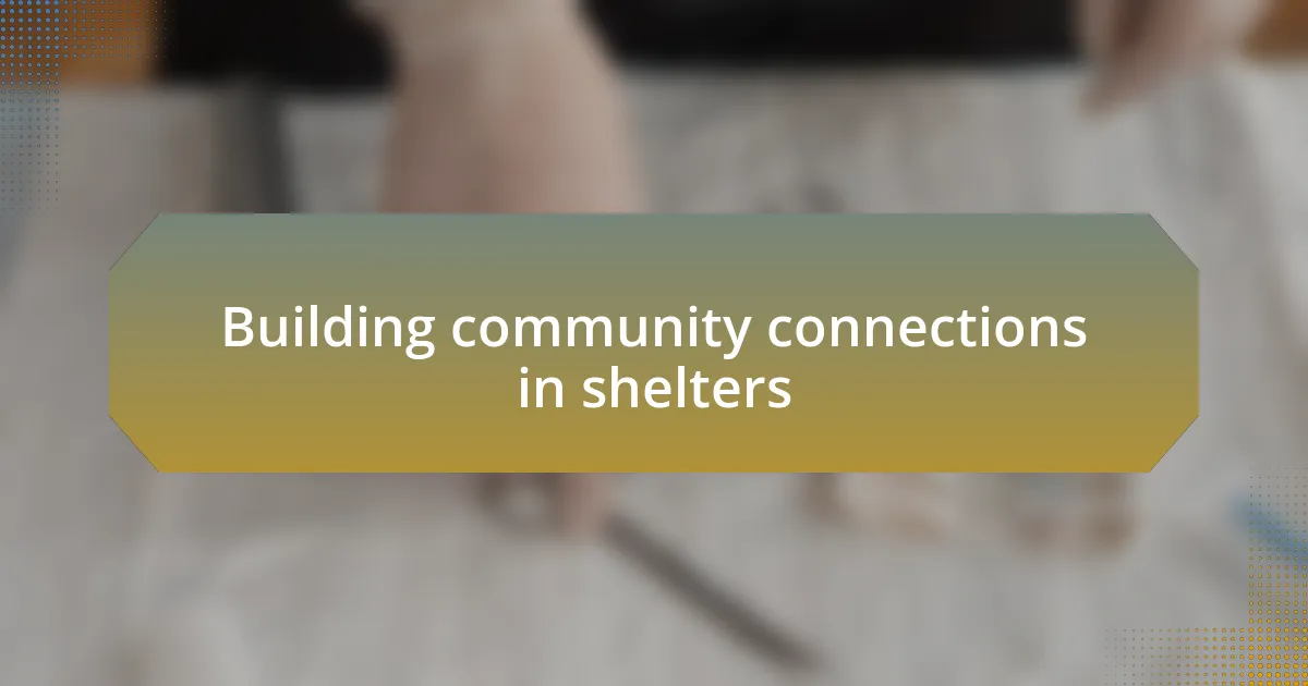 Building community connections in shelters