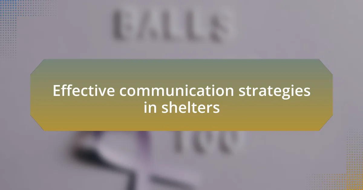 Effective communication strategies in shelters