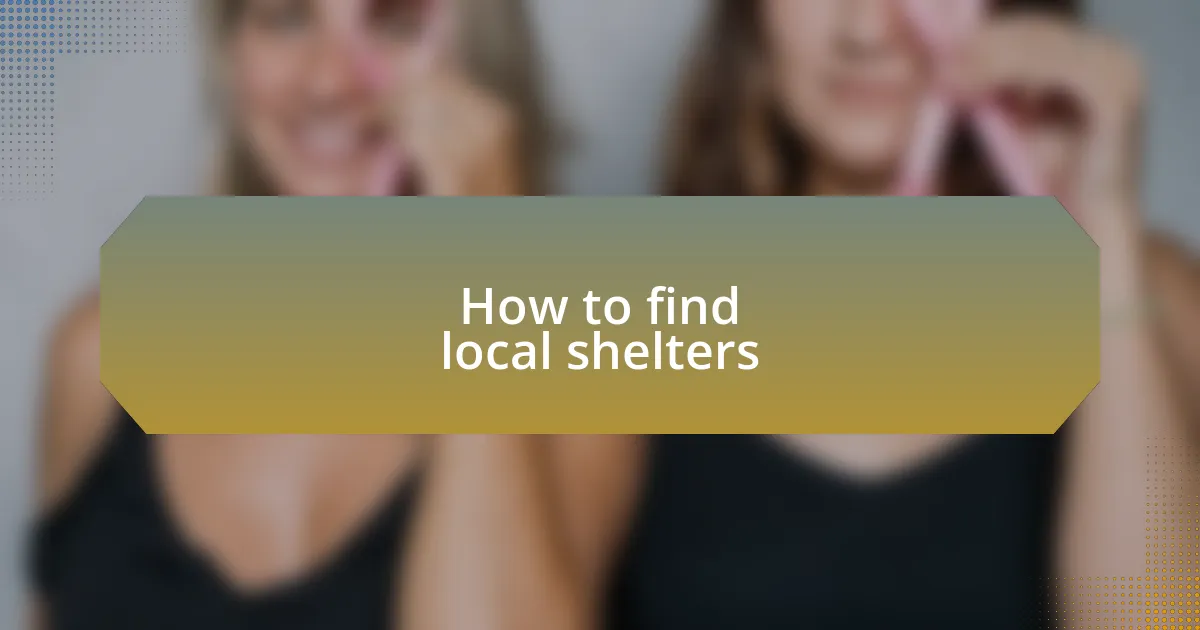 How to find local shelters
