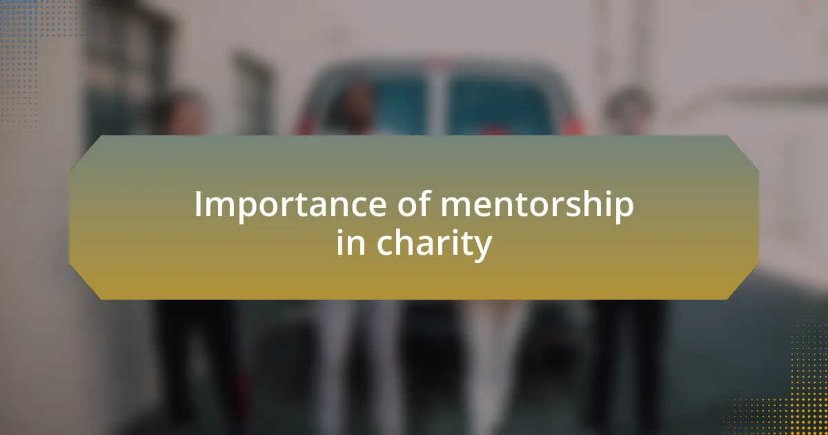 Importance of mentorship in charity