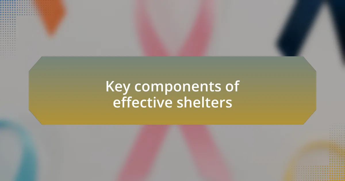 Key components of effective shelters