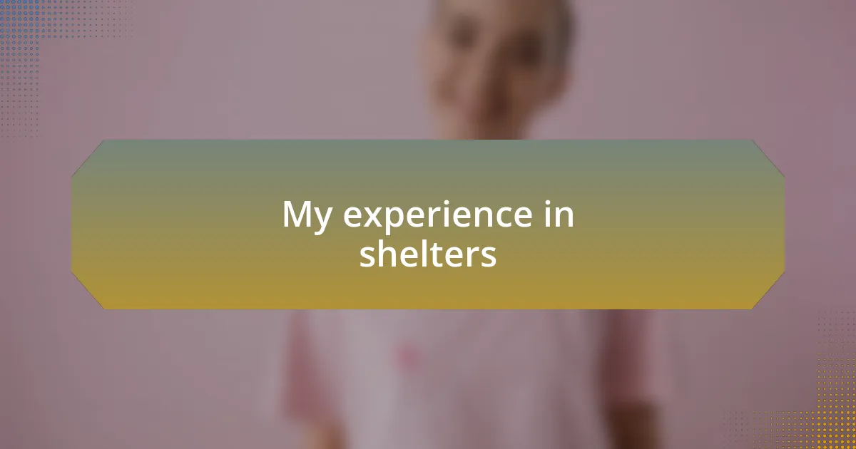 My experience in shelters