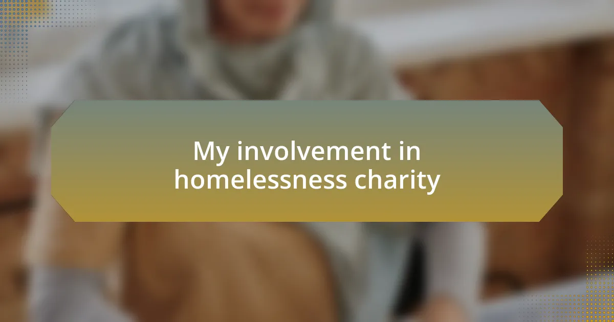 My involvement in homelessness charity