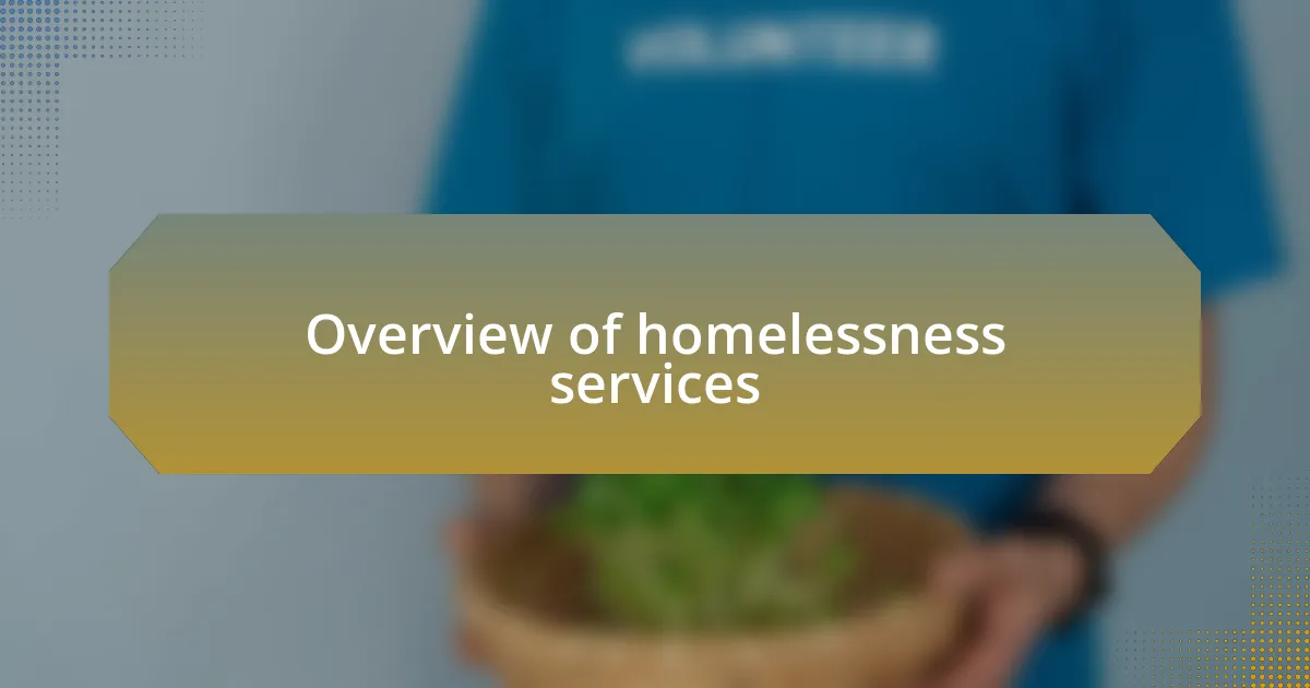 Overview of homelessness services