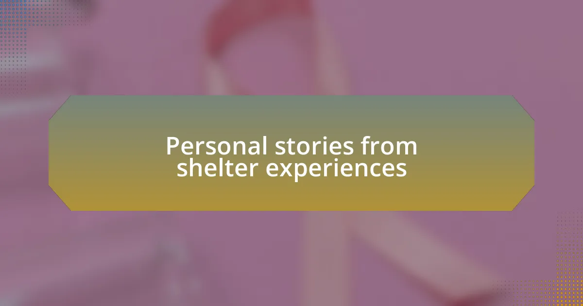 Personal stories from shelter experiences