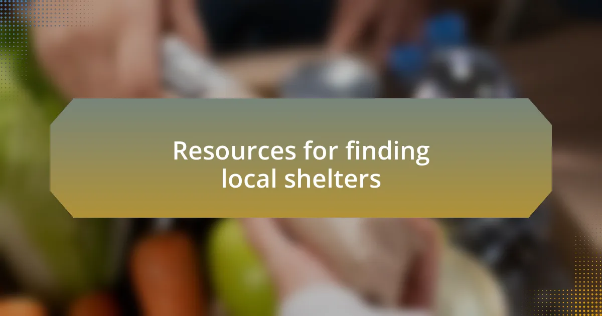 Resources for finding local shelters