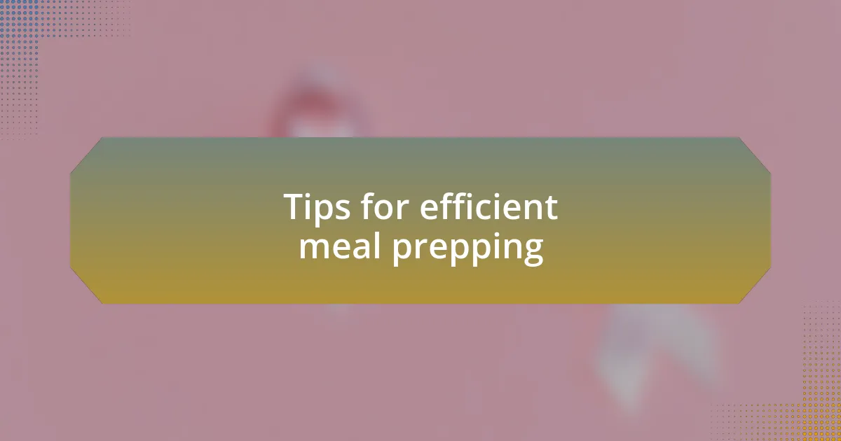 Tips for efficient meal prepping