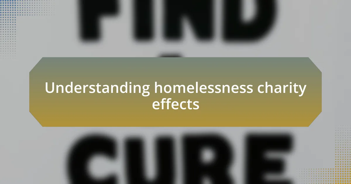 Understanding homelessness charity effects