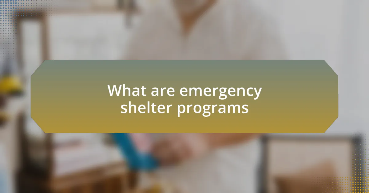 What are emergency shelter programs